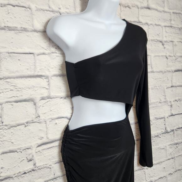 Nasty Gal Dress Womens Size 6 Black One Sleeve Center Cut Out - Picture 4 of 9